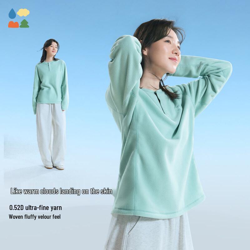 Senlintang Lightweight Anti-Static Fleece Henley Sweatshirt