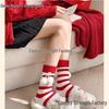 Women's Red Dragon Year Gift Socks Set: Knee-High Cotton Socks for Autumn, Winter, and New Year Luck