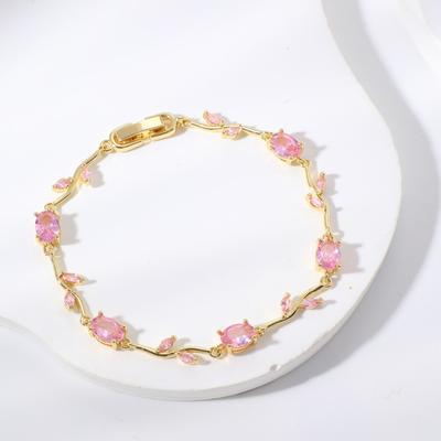 Luxury Sparkling Leaf Chain Gold Silver Color 14 Colors Elegant Branch Bangles Fashion Colorful Crystal Sparkling Leaf Bracelets