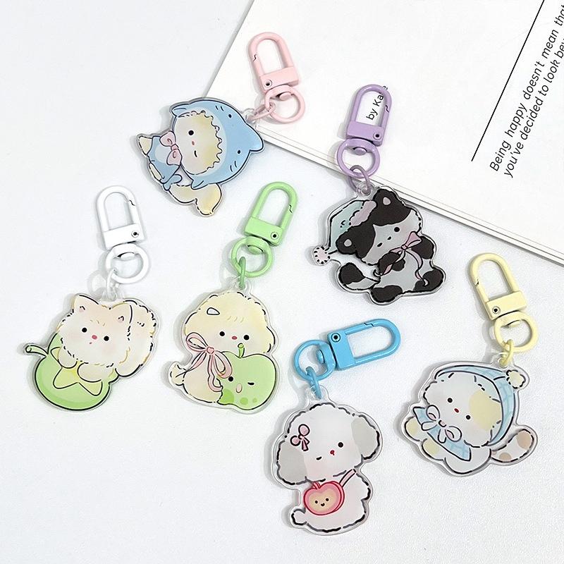 Llavero Acrílico Creativo DIY - Llavero de Puerta de Dibujos Animados de Gato Lindo - para Hombres y Mujeres - Accesorios para Bolsos - Colgadores de Llaveros de Forma Irregular