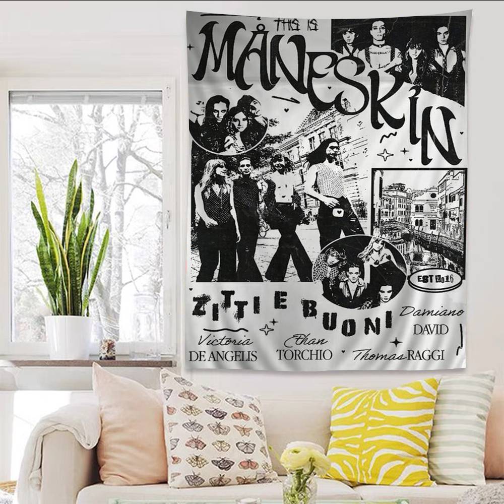 MManeskin Band Chart Tapestry Home Decoration Hippie Bohemian Decoration Divination Wall Hanging Home Decor