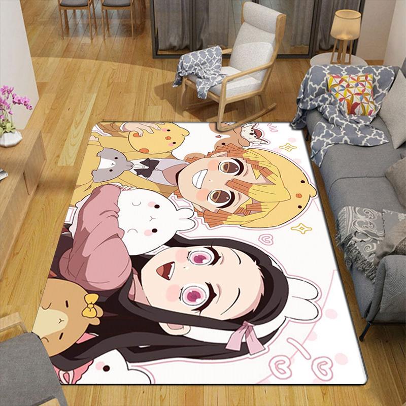 Cute Demon Slayer Rug Floor Mat for Living Room or Bedroom Soft and Comfortable Carpet a Gift for Birthday and Holiday.MFF0918369