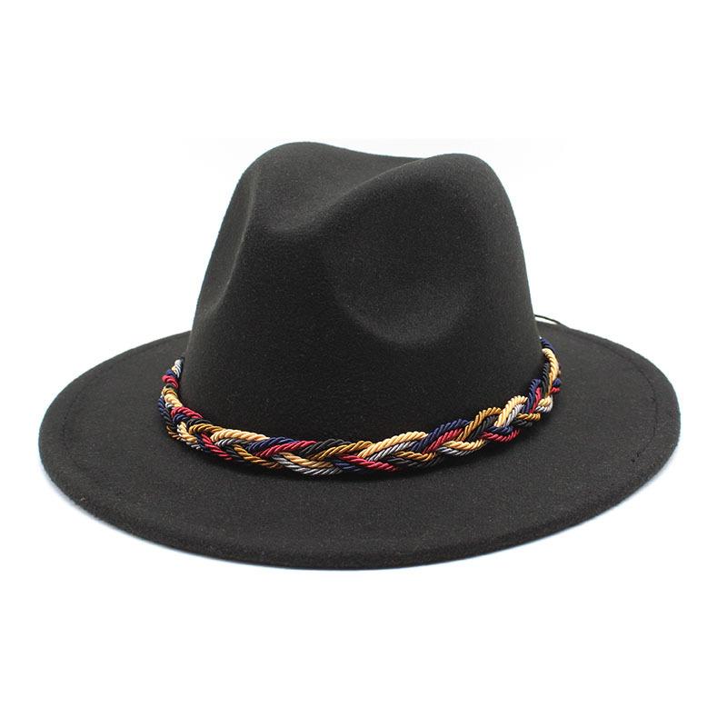 Women'S Simple Wool Top Hat Black Trend Versatile Men'S Jazz Hat Felt Hat