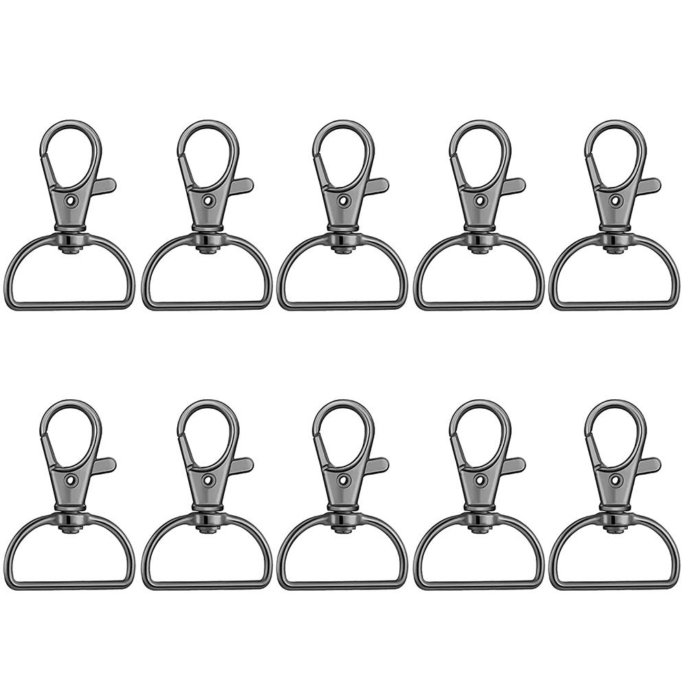 10Pcs Swivel Clasps with D Rings Lanyard Snap Hooks Keychain Clip Hook Metal Lobster Claw Clasps for Key Rings Crafting Sewing