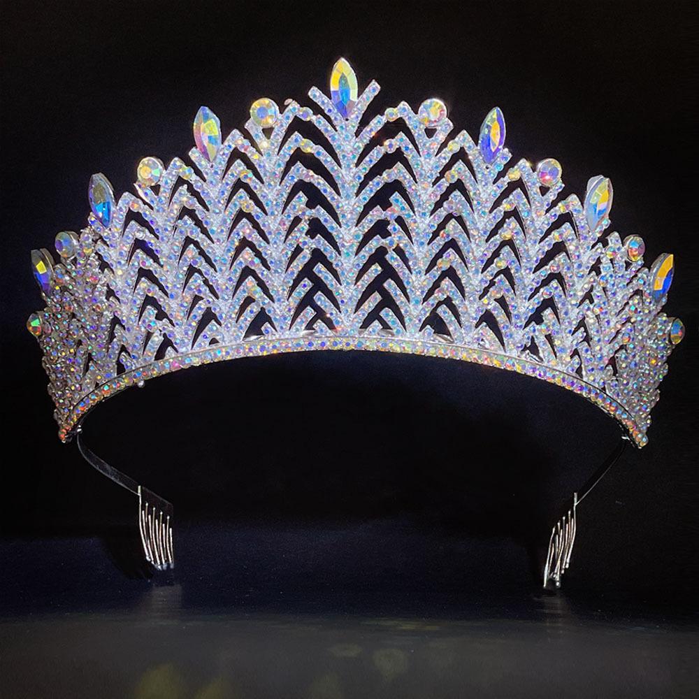 

Crystal Bridal Tiara Wedding Crown Alloy Base with Rhinestones Luxury Bridal Hair Zircon Bride Headpieces Pageant Accessories