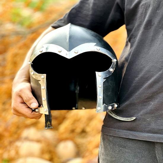 Barbuti Helmet Medieval Knight Greek Barbate Armor Helmet Black Cosplay Helmet Best Gift for Halloween