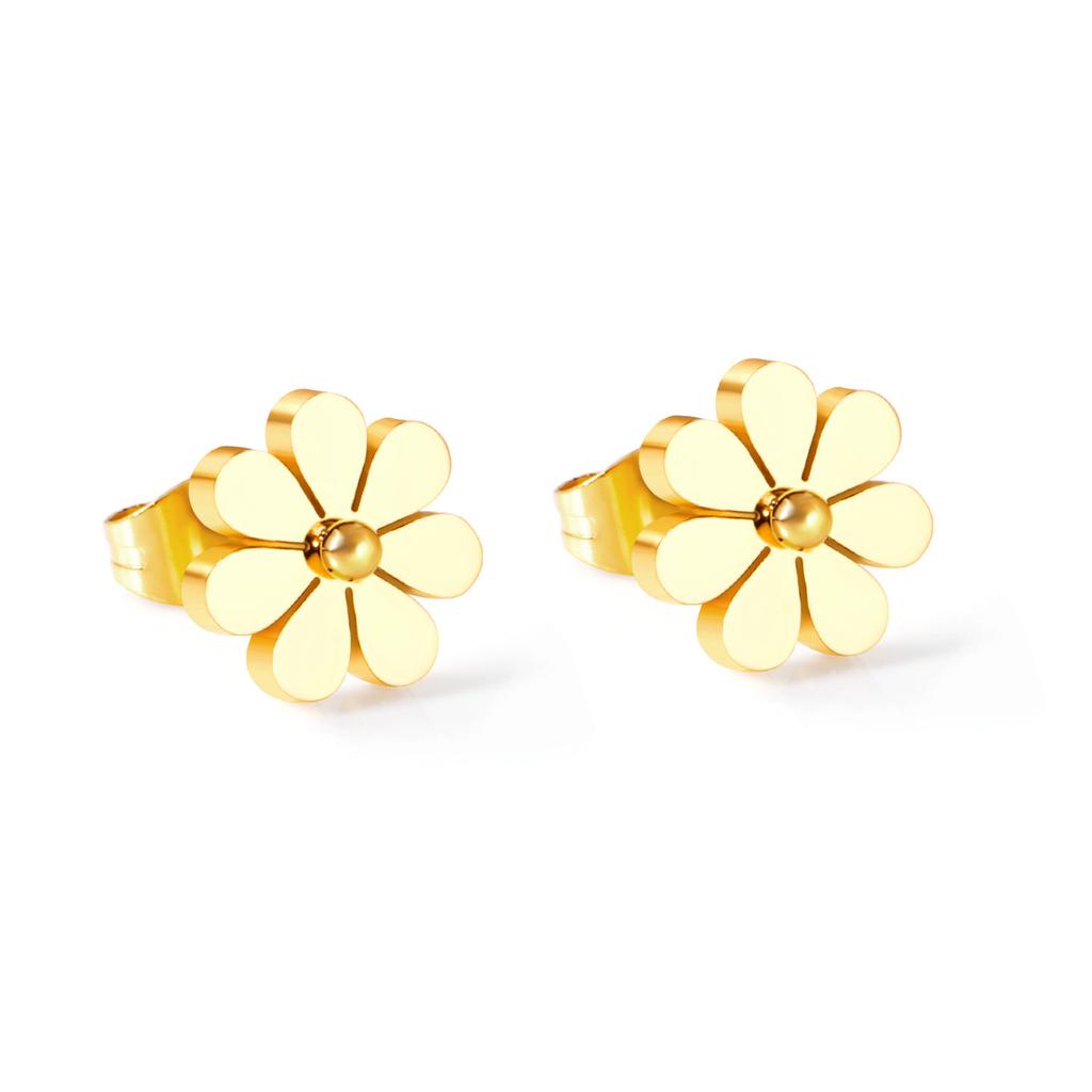 Earrings Small Daisy Stud Earrings Niche Design Temperament Flower Earrings Stainless Steel Plated 14K Gold Jewelry Women