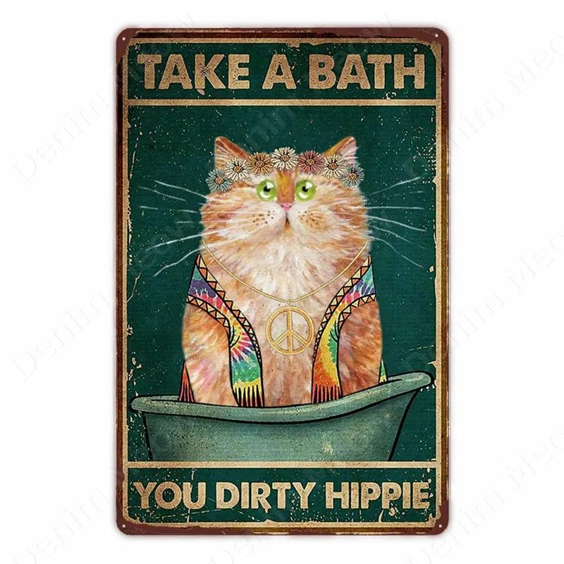 Black Cat Vintage Tin Signs, Funny Metal Art Poster, Wall Decor, Home, Bar, Pub, Cafe, Farm, Bathroom, I Hate Everyone