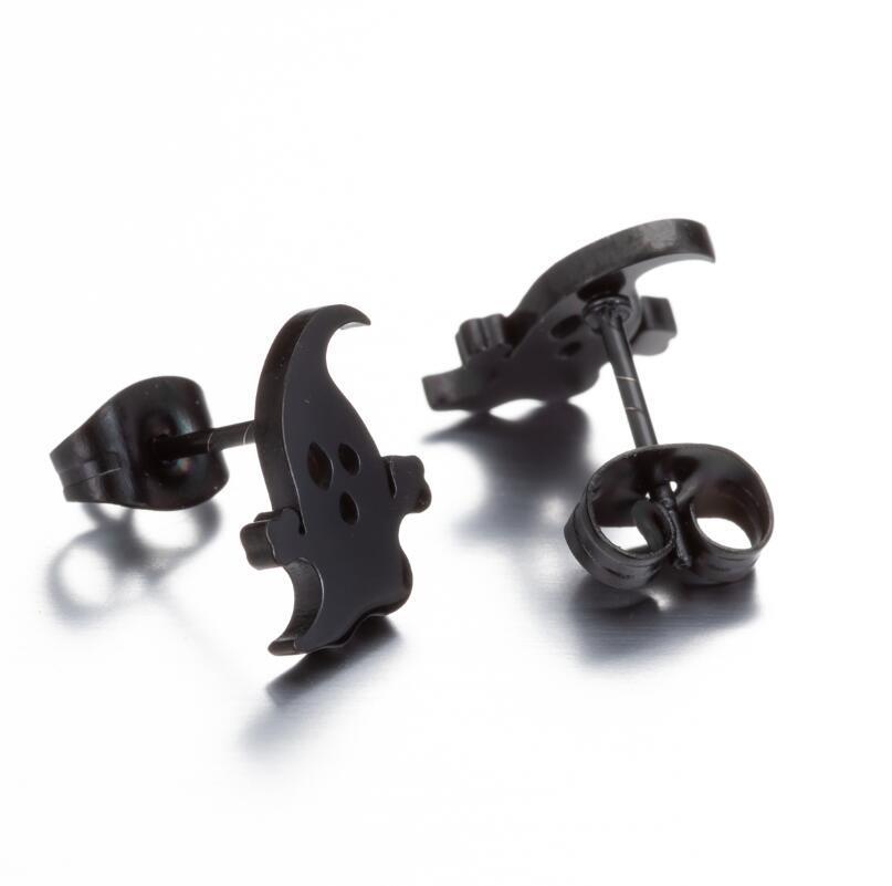 Retro Halloween Pumpkin & Ghost Stud Earrings - Stainless Steel, Cute Gift for Women & Best Friend