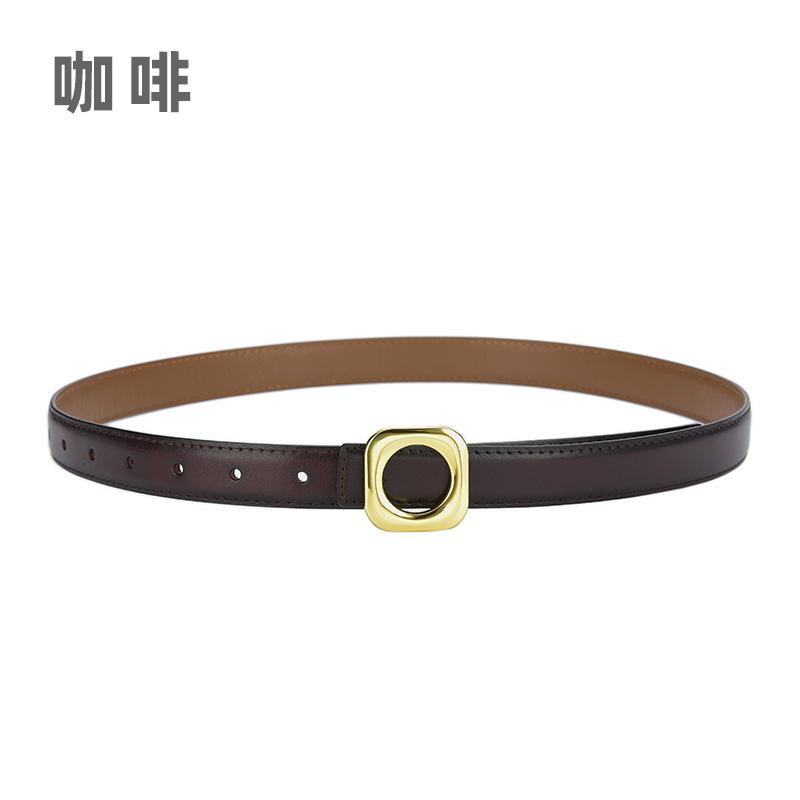 Four Seasons Available Belts Women'S Fashion Versatile Trendy Decoration Suit Leather Thin Belt Square Buckle Leather Ins Style Jeans Belt