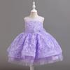 Girls Sleeveless Puffy Princess Dress Cute Flower Gown Runway Performance Tutu Dress Kids Breathable Mesh Party Formal Outfit
