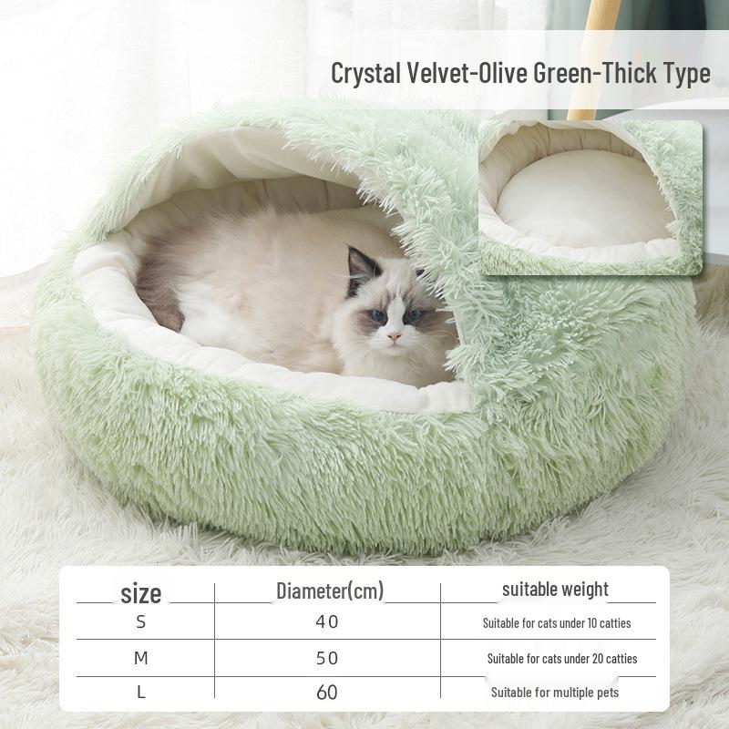 All-Season Enclosed Cat House: Cozy Bed for Cats and Dogs