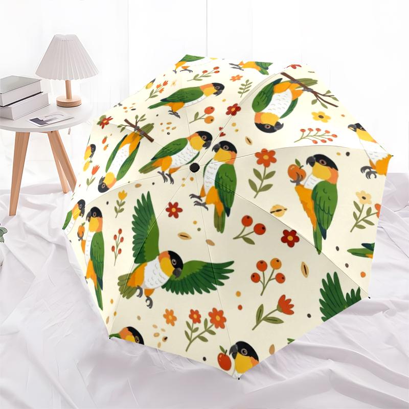 1 PC Automatic Folding Umbrella - Cute Parrot Pattern, Portable & Foldable Design with 8 Ribs, Christmas Birthday Gifts