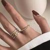 Korean Version of Gold Starlight Hollow Multi-layer Ring Silver Simple Personality Ins Wind Wound Open Ring