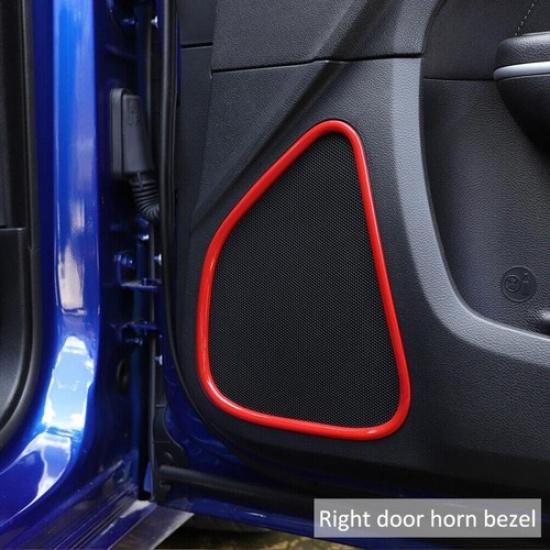 For 2011- Dodge Charger ABS Red Interior Front Door Speaker Ring Trim Covers