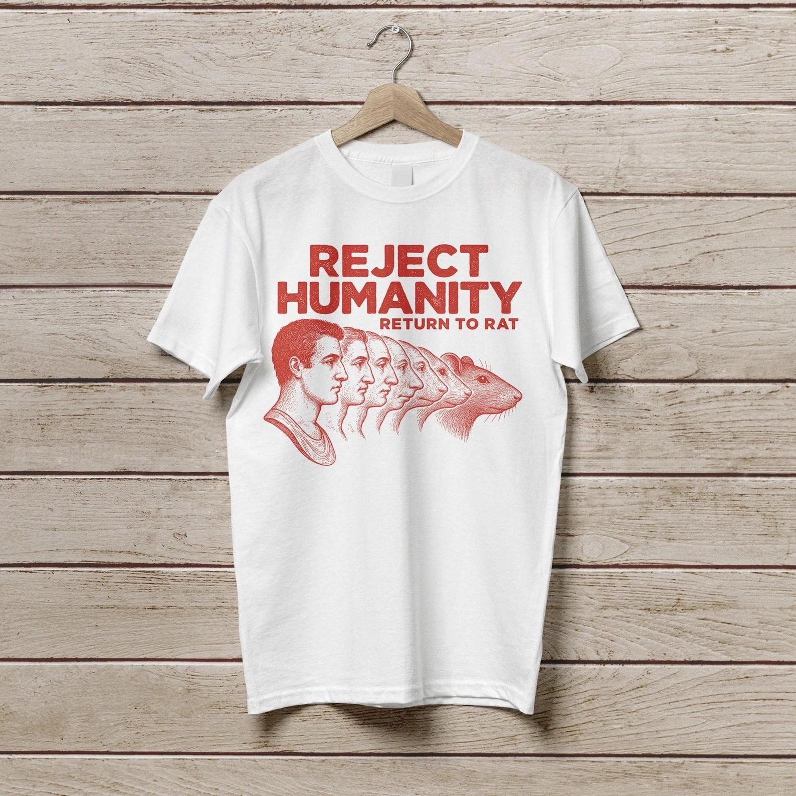 Vintage Reject Humanity Rat Shirt, Quirky Humor T-Shirt XXXL