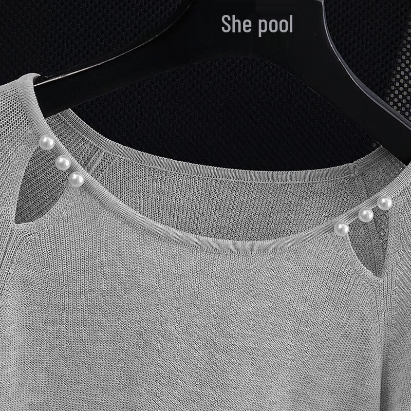 Women's Beaded Slim Fit Short Sleeve Knit Top