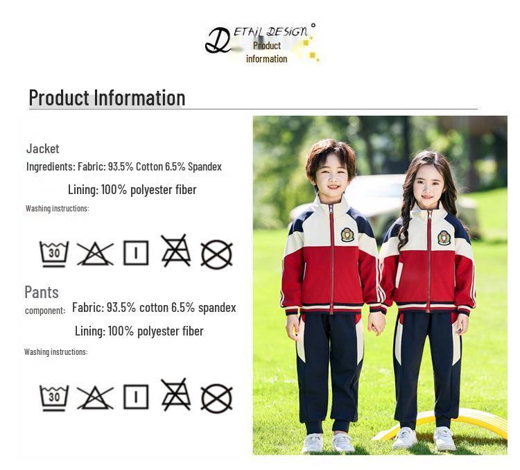 Spring & Autumn Baseball-Style School Uniform Set for Kindergarten and First Grade Sports Events