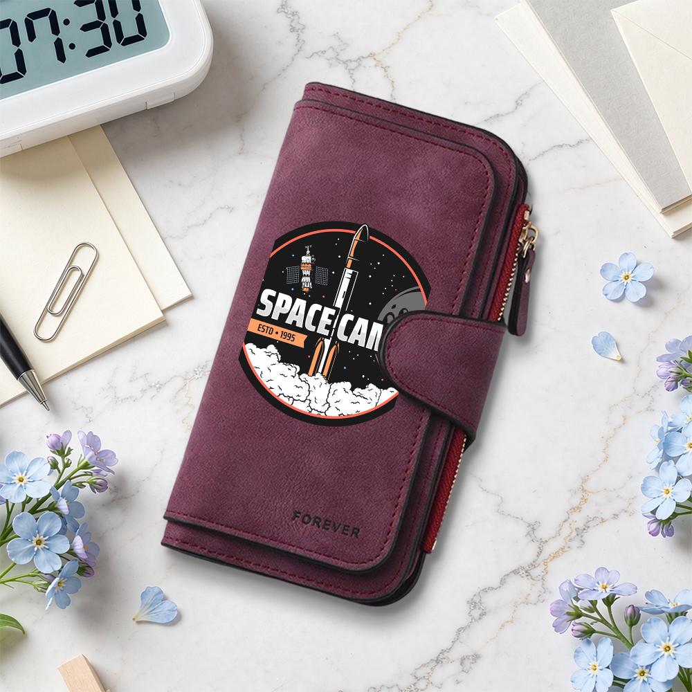 Retro Space Theme Long Purse Fashion Casual Multi Slot Card Holder Daily Portable Wallet