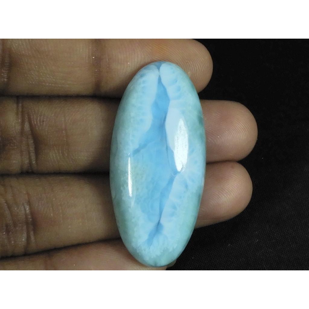 18X37X7MM Natural Blue Larimar Oval Shape Cabochon Loose Gemstone 41Cts. LR-75