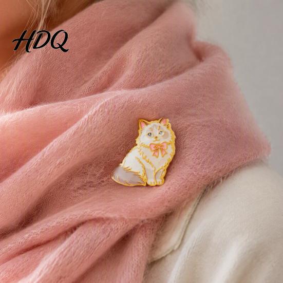 Enamel Animal Badge Bow Tie Cat Brooch Cartoon Kitten Metal Theme Brooch Pin Hats Bags Scarves Clothes Decorative Accessory Lapel Pin