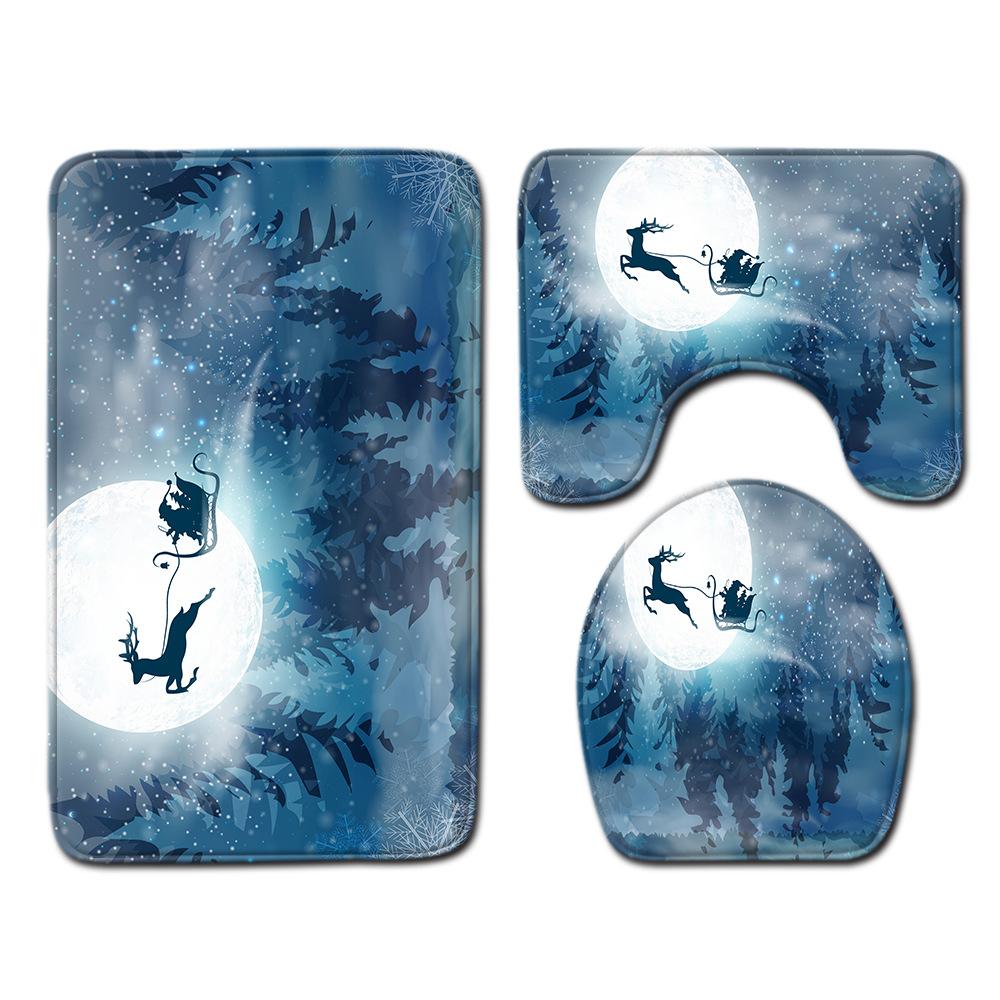 Christmas Bathroom Floor Mat Toilet Three-Piece Set