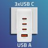 Qoltec 45W GaN Wall Charger | 5-20V | 1.5-3A | 1 x USB-C PD | 1 x USB QC 3.0 | White