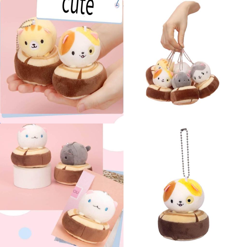 Adorable Cat Plush Doll Keychain Wedding Gift Short Hair Stuffed Animal 10cm