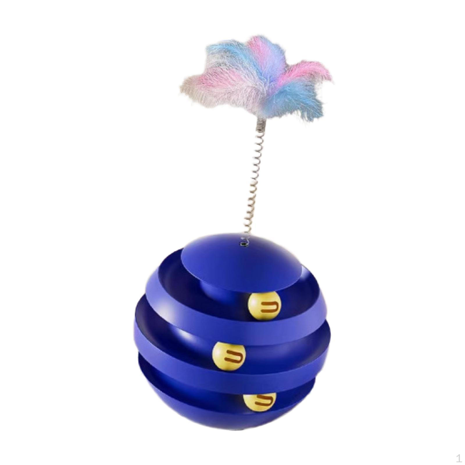 

Cat Ball Roller Toy Chasing Tumbler Design with Bell Exerciser Game Kitty Teaser Puzzle темно-синього кольору