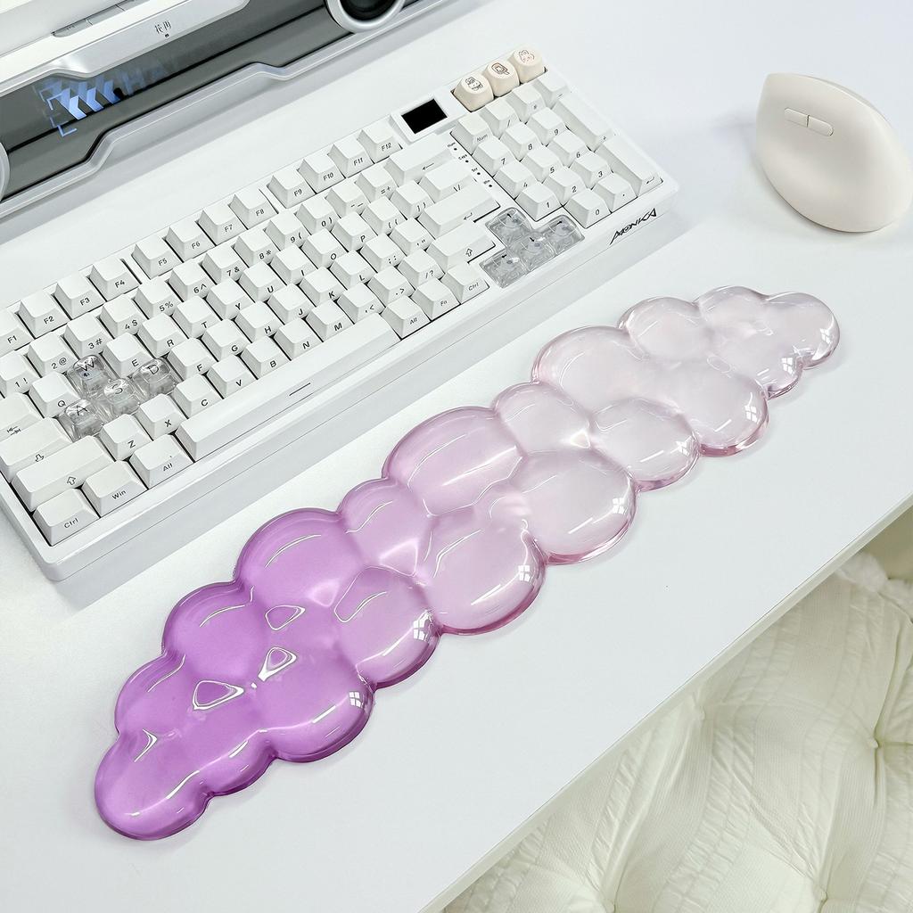 Cloud-Handgelenkauflage für Tastatur und Maus Klar Transparent Ergonomisch Niedliches Maushandgelenkpolster Silikon Rutschfestes Handgelenkpolster für Computer
