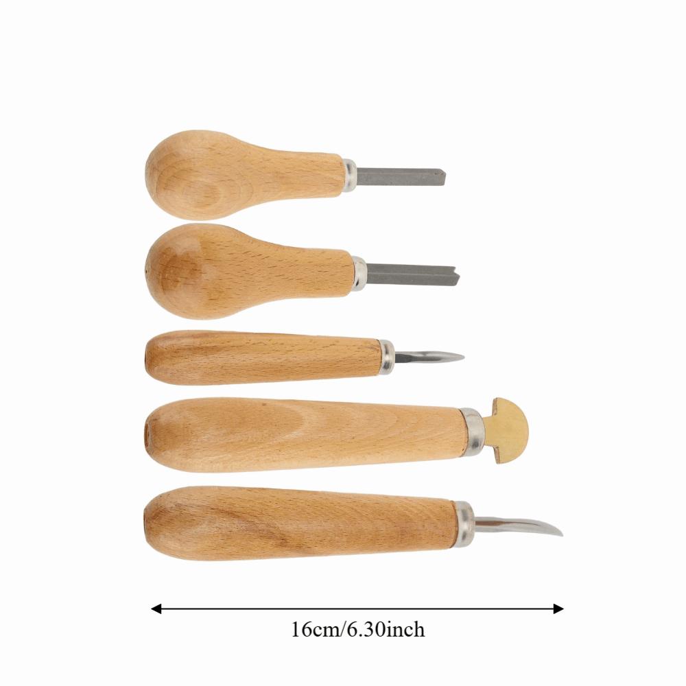 5Pcs Durable Tip Setting Tool Wood Handle Carving Chisel Long Use Prong Pusher Jewelry Making