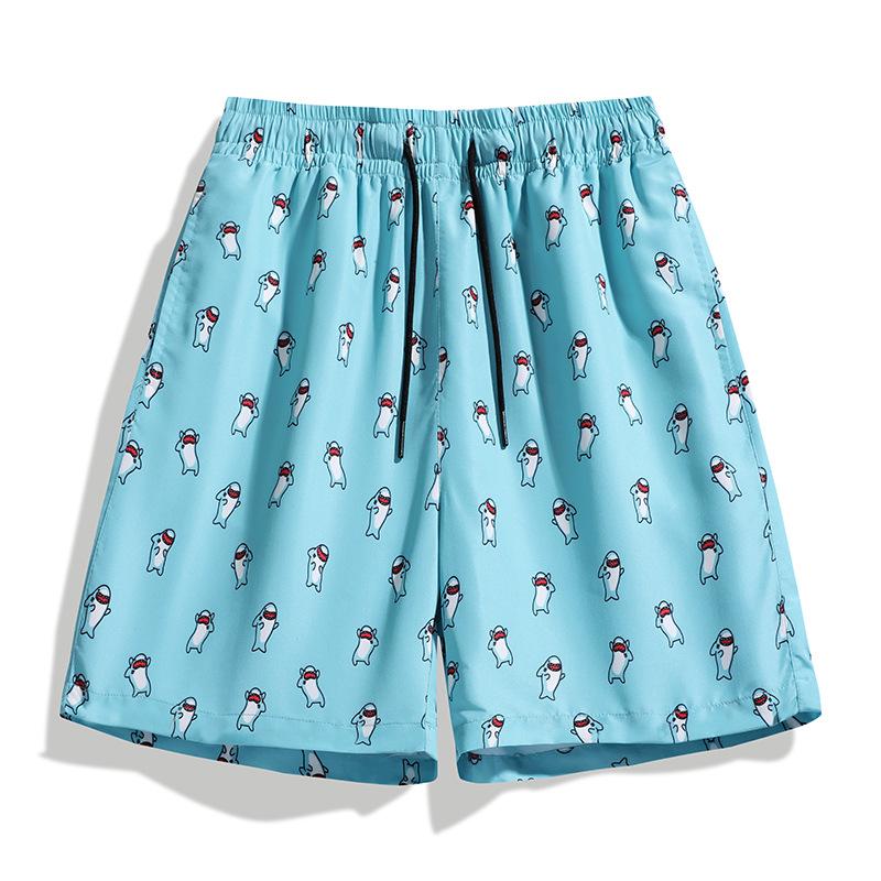 Summer y2k Casual beach shorts Fashionable solid Youth Popular Sweatpants Simple Men's Five-Quarters Thin Loose Seaside Vacation
