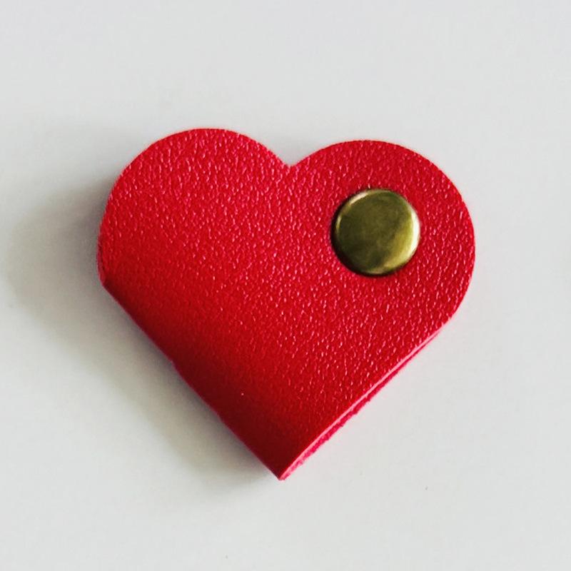 

10pc Heart-shaped Cable Clip Multifunctional PU Leather Organizer Phone Data Cable Storage Clip Portable Wired Headphone Winding червоний
