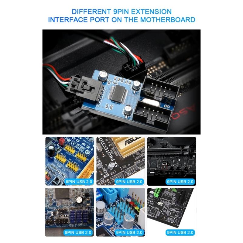 9Pin USB Splitter Motherboards USB 9Pin Expansion Solves Insufficient Port Issue for Desktop Users