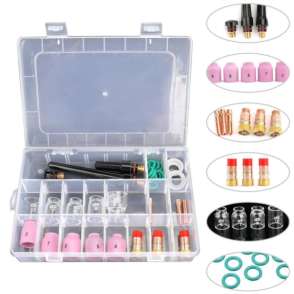 31Pcs TIG Welding Torch For Stubby Gas Lens#12 Glass Cup Kit For WP-17/18/26