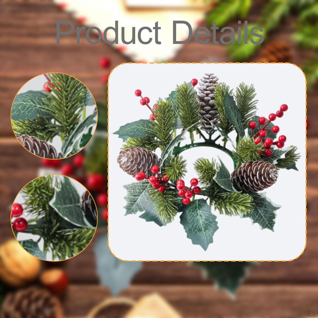 Candlestick Holder Pine Needle Garland Wedding Christmas Candle Ring Wreath