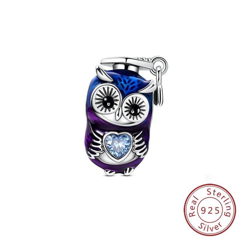 New Copper Charms Bead Penguin Owl Bow Heart Charm Fit Original Pendant Bracelet Jewelry Making For Women Gift