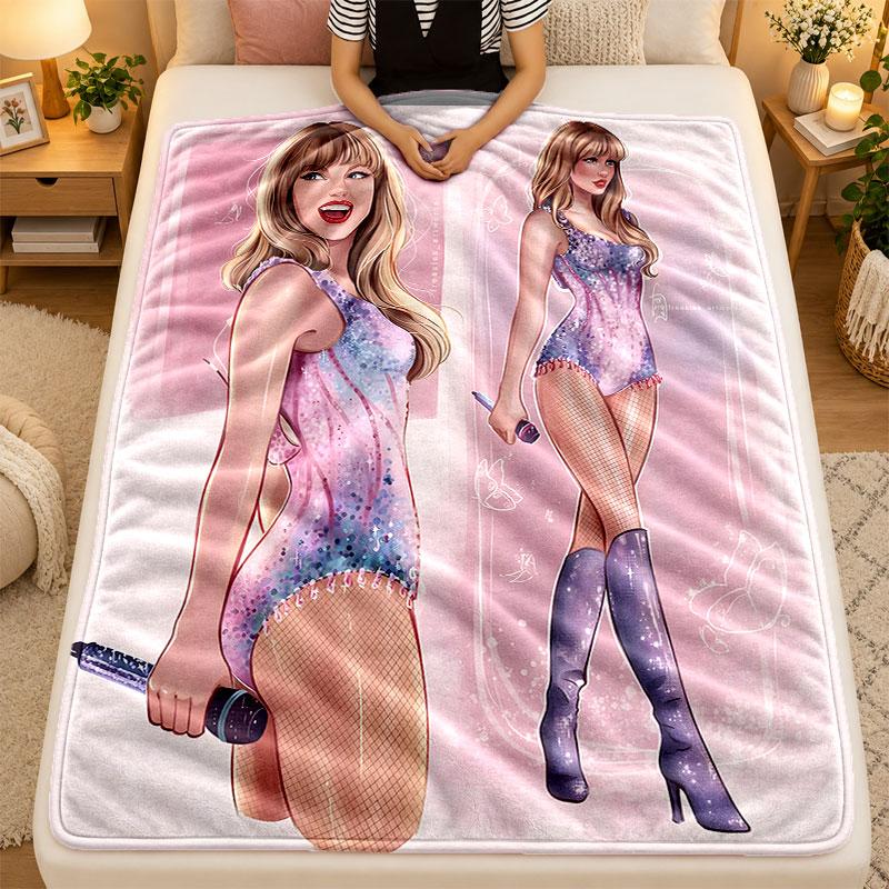 Flannel BlanketTaylor Swift Warm Soft Throw Blanket for Indoor Sofa Bed Living Room Use