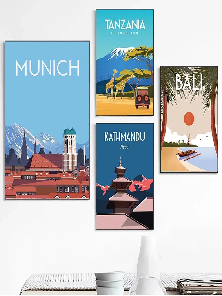 Vintage Travel Posters Canvas Print Miami Beach Illustrated Wall Art for Living Room Decor Europosters Collection Home Decor