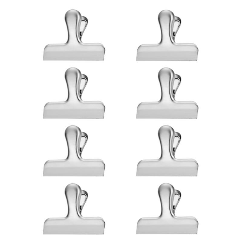 8Pcs Metal Hinge Clip File Paper Clamps for Craft Food Bag Photo Drawing Board Stainless Steel Clip for Kitchen Office