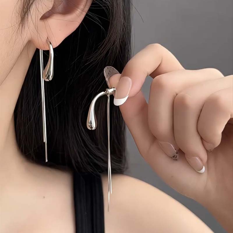 

Fashion Chunky Dome Drop Earrings for Women Vintage Silver Color Long Tassel Earrings Statement Wedding Jewelry Gifts