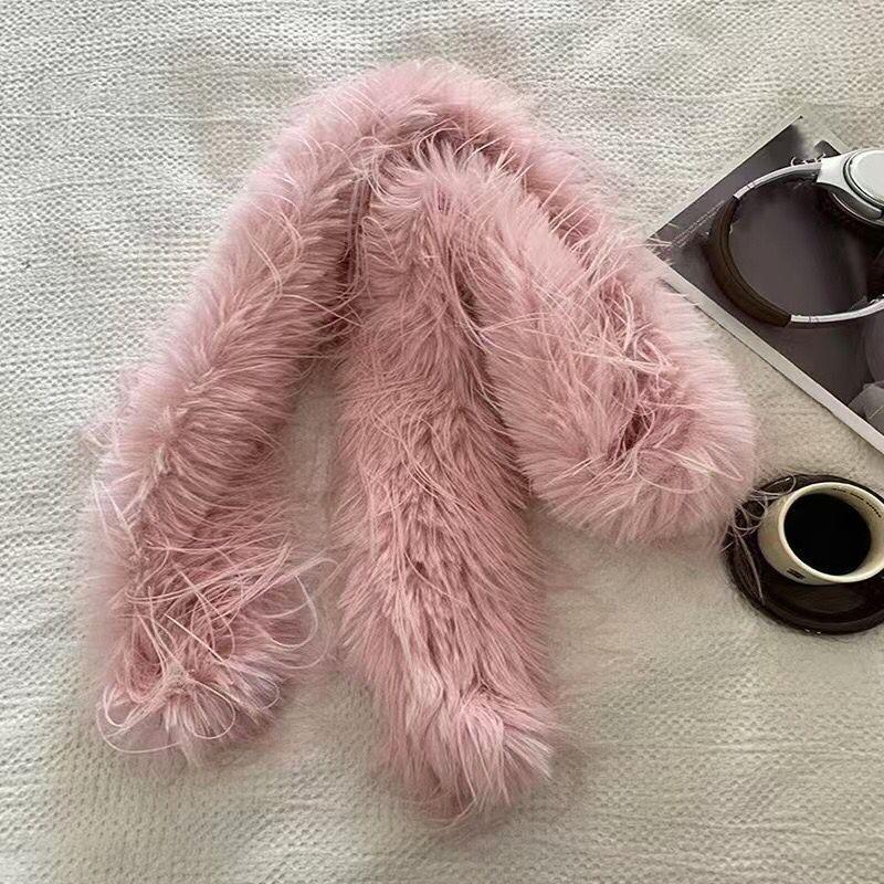 Luxury Plush Long Fluffy Scarf with Tassel Winter Outdoor Warm Versatile Thick Shawl Neckerchief for Women