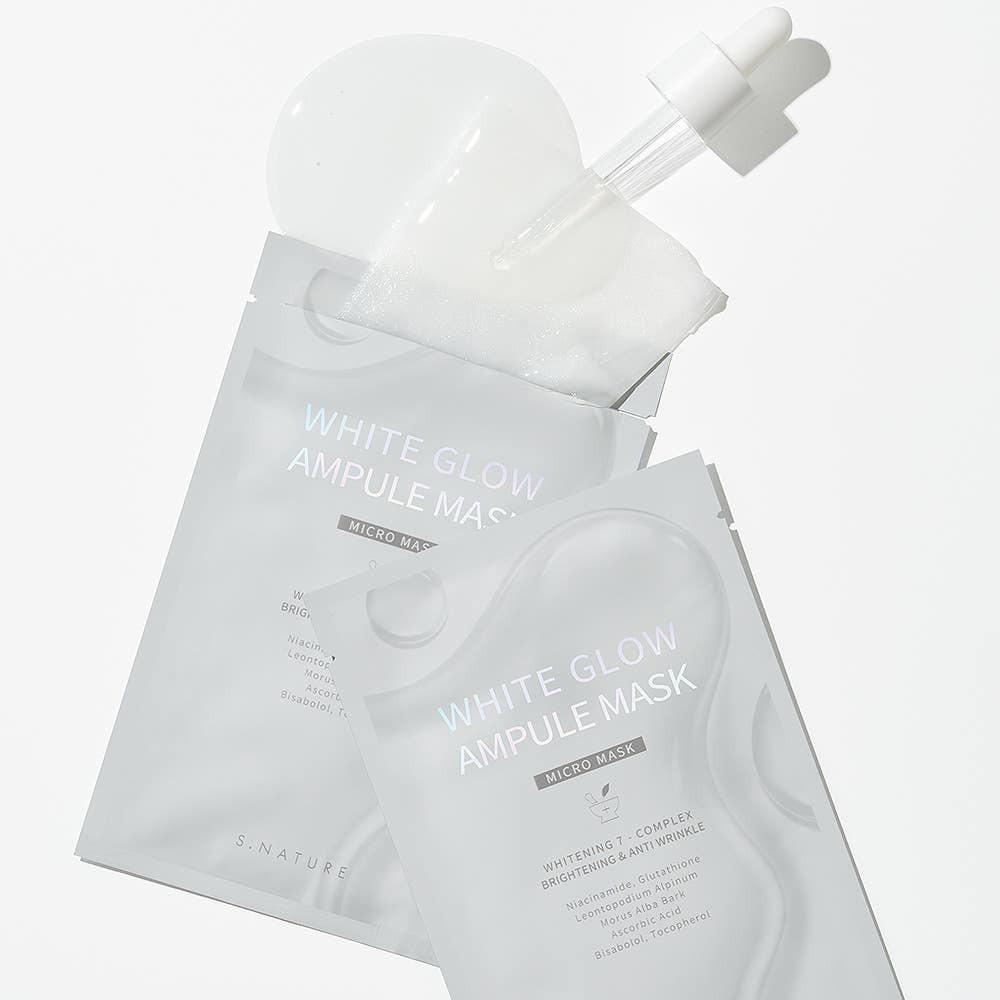 S.NATURE White Glow Ampoule Mask Brightening Hydrating 25ml x 5 Sheets Korean Skincare Sheet Mask