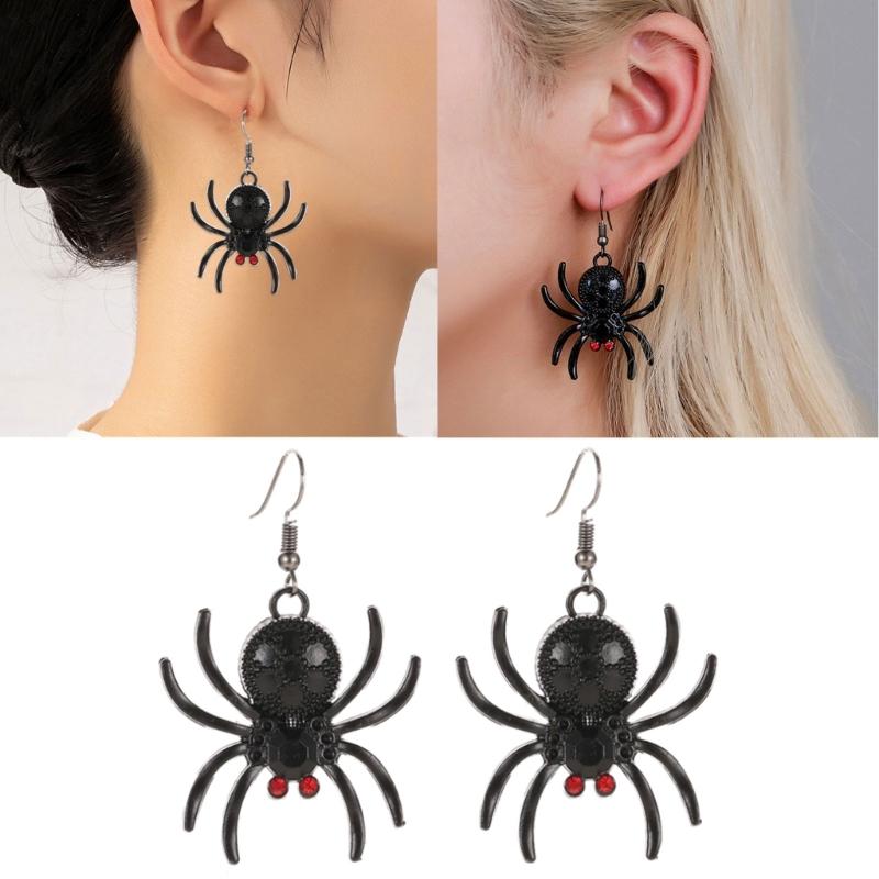 Halloween Spider Earrings Black Insect Animal Goth Accessories Punk Statement Earrings Gifts for Women Party Decoration