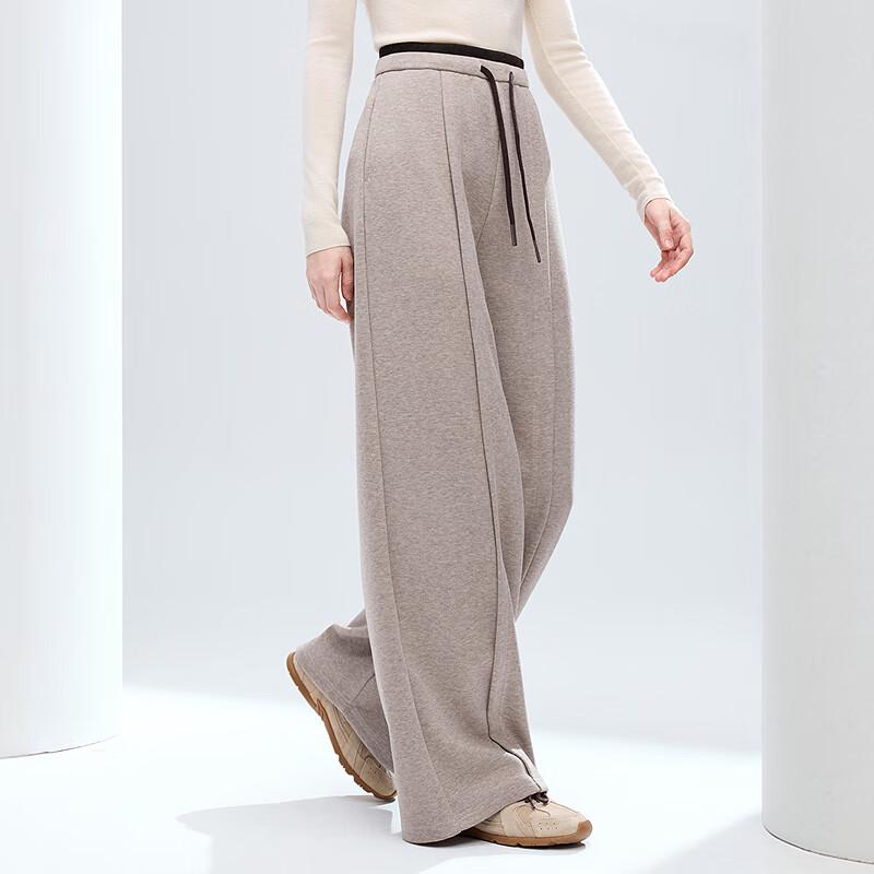 Betu Women's 2025 Winter Loose Fit Wide-Leg Pants with Color-Block Waist