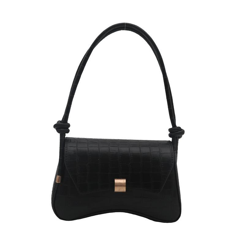 Elegant Medium Size Crocodile Texture Shoulder Bag For Women In Trendy Urban Minimalist Style