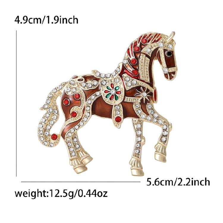 Delicate Cartoon Horse Brooch with Rhinestones Embellishments Enamel Animal Shaped Lapel Pin Accessory