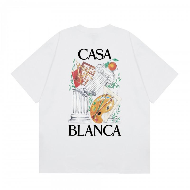 Casablanca Streetwear T-Shirt Men Women Loose Fit Short Sleeve Casual Tee High Street Style