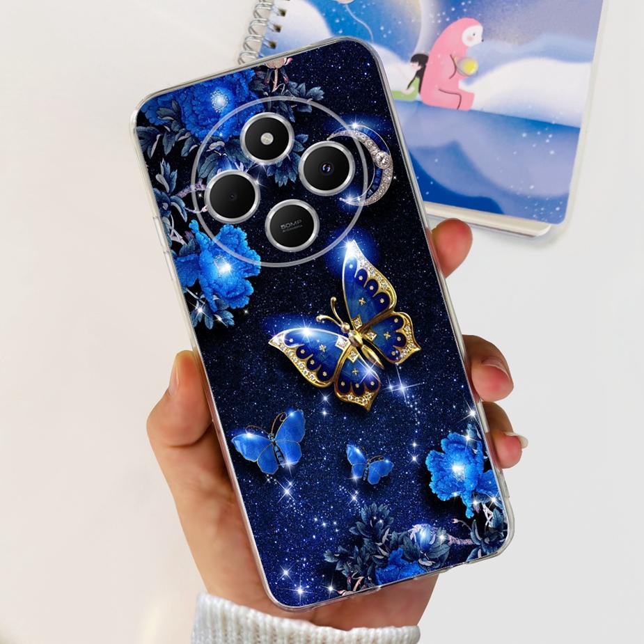 For Xiaomi Redmi 14C Case Cute Cat Butterfly Painted Cover Clear Silicone Soft TPU Phone Case For Xiaomi Redmi 14C Redmi14C Bags