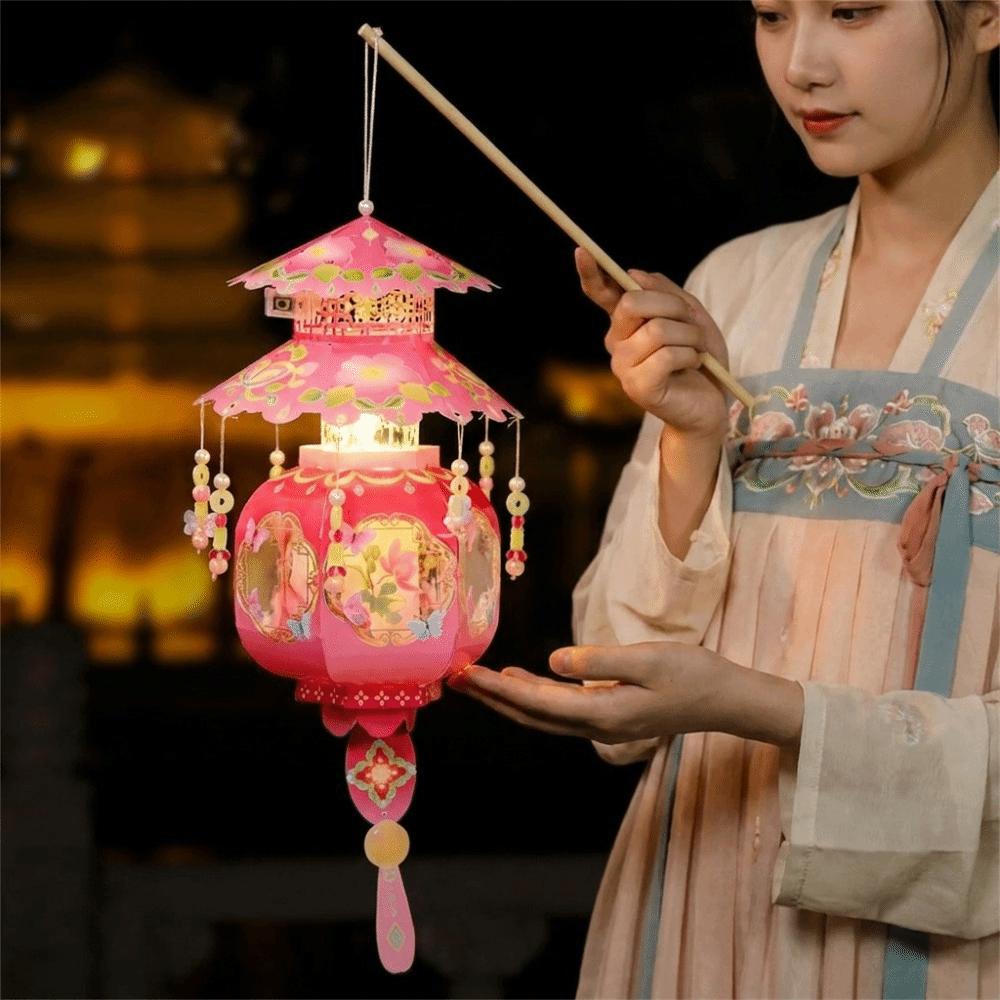 Lightweight Mid-Autumn Festival Lantern PVC Handheld Lantern Portable DIY Craft Material Kit Kids